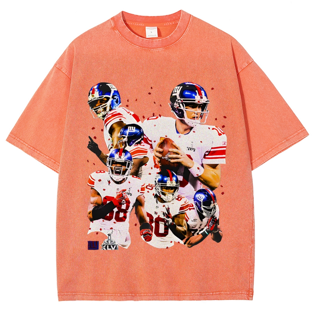 Unisex-Adult Ultra Cotton Washed T-Shirt Graphic SUPER BOWL XLVI CHAMPS - GIANTS TEE - [DS]