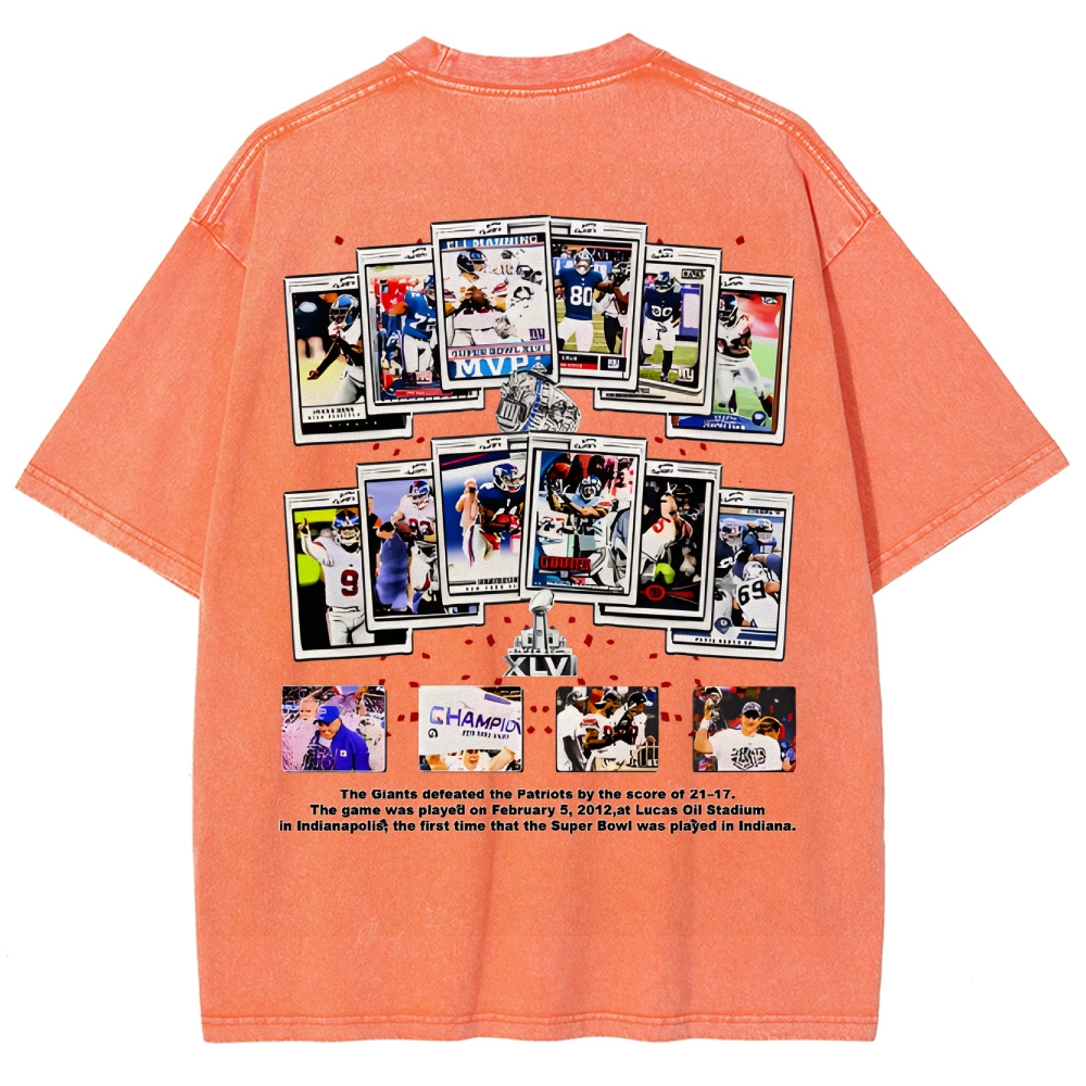 Unisex-Adult Ultra Cotton Washed T-Shirt Graphic SUPER BOWL XLVI CHAMPS - GIANTS TEE - [DS]