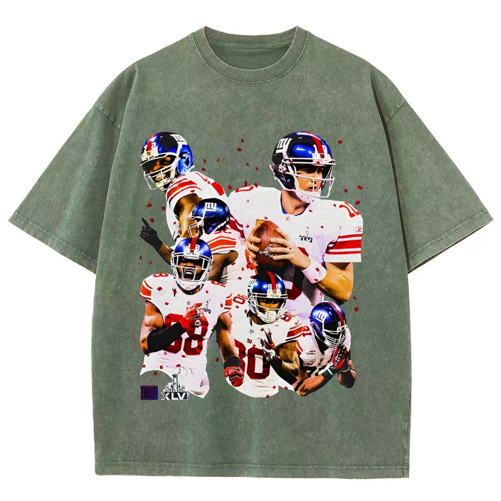 Unisex-Adult Ultra Cotton Washed T-Shirt Graphic SUPER BOWL XLVI CHAMPS - GIANTS TEE - [DS]