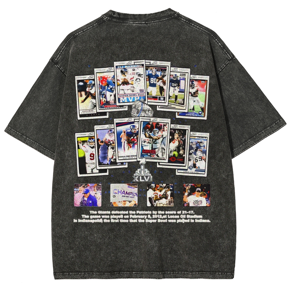 Unisex-Adult Ultra Cotton Washed T-Shirt Graphic SUPER BOWL XLVI CHAMPS - GIANTS TEE - [DS]