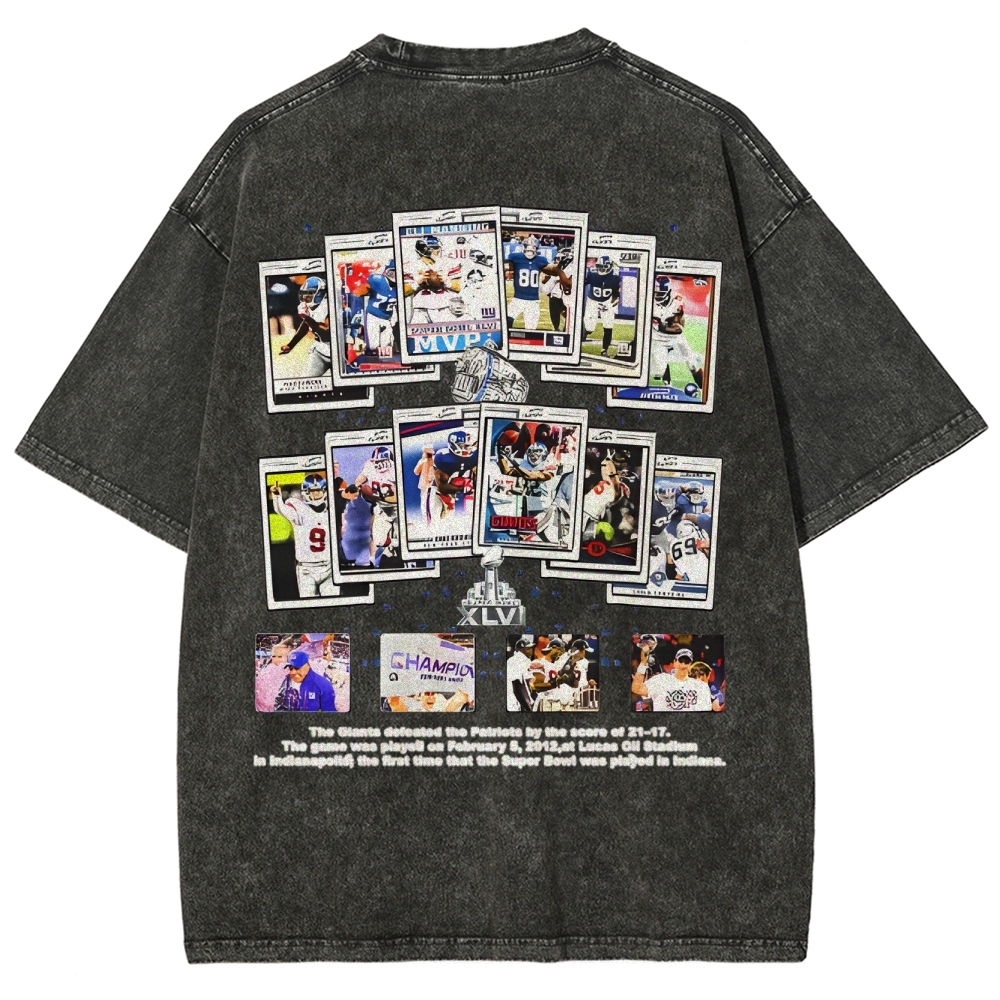 Unisex-Adult Ultra Cotton Washed T-Shirt Graphic SUPER BOWL XLVI CHAMPS - GIANTS TEE - [DS]