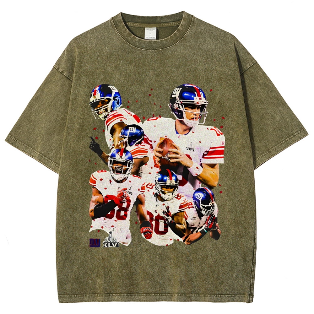 Unisex-Adult Ultra Cotton Washed T-Shirt Graphic SUPER BOWL XLVI CHAMPS - GIANTS TEE - [DS]