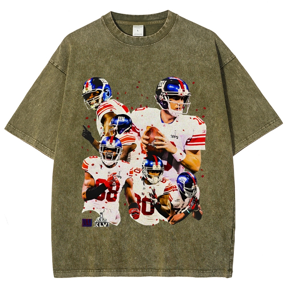 Unisex-Adult Ultra Cotton Washed T-Shirt Graphic SUPER BOWL XLVI CHAMPS - GIANTS TEE - [DS]