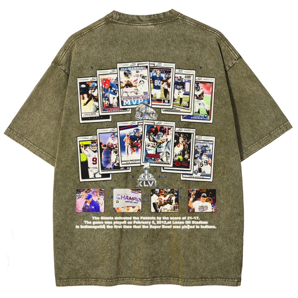 Unisex-Adult Ultra Cotton Washed T-Shirt Graphic SUPER BOWL XLVI CHAMPS - GIANTS TEE - [DS]