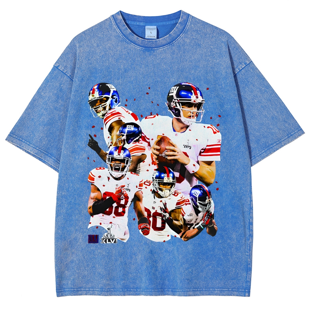 Unisex-Adult Ultra Cotton Washed T-Shirt Graphic SUPER BOWL XLVI CHAMPS - GIANTS TEE - [DS]