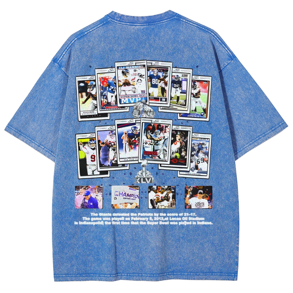 Unisex-Adult Ultra Cotton Washed T-Shirt Graphic SUPER BOWL XLVI CHAMPS - GIANTS TEE - [DS]