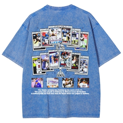 Unisex-Adult Ultra Cotton Washed T-Shirt Graphic SUPER BOWL XLVI CHAMPS - GIANTS TEE - [DS]