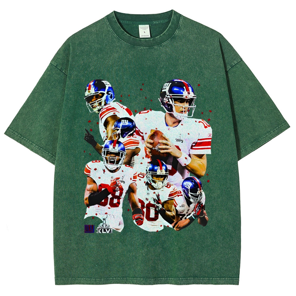 Unisex-Adult Ultra Cotton Washed T-Shirt Graphic SUPER BOWL XLVI CHAMPS - GIANTS TEE - [DS]