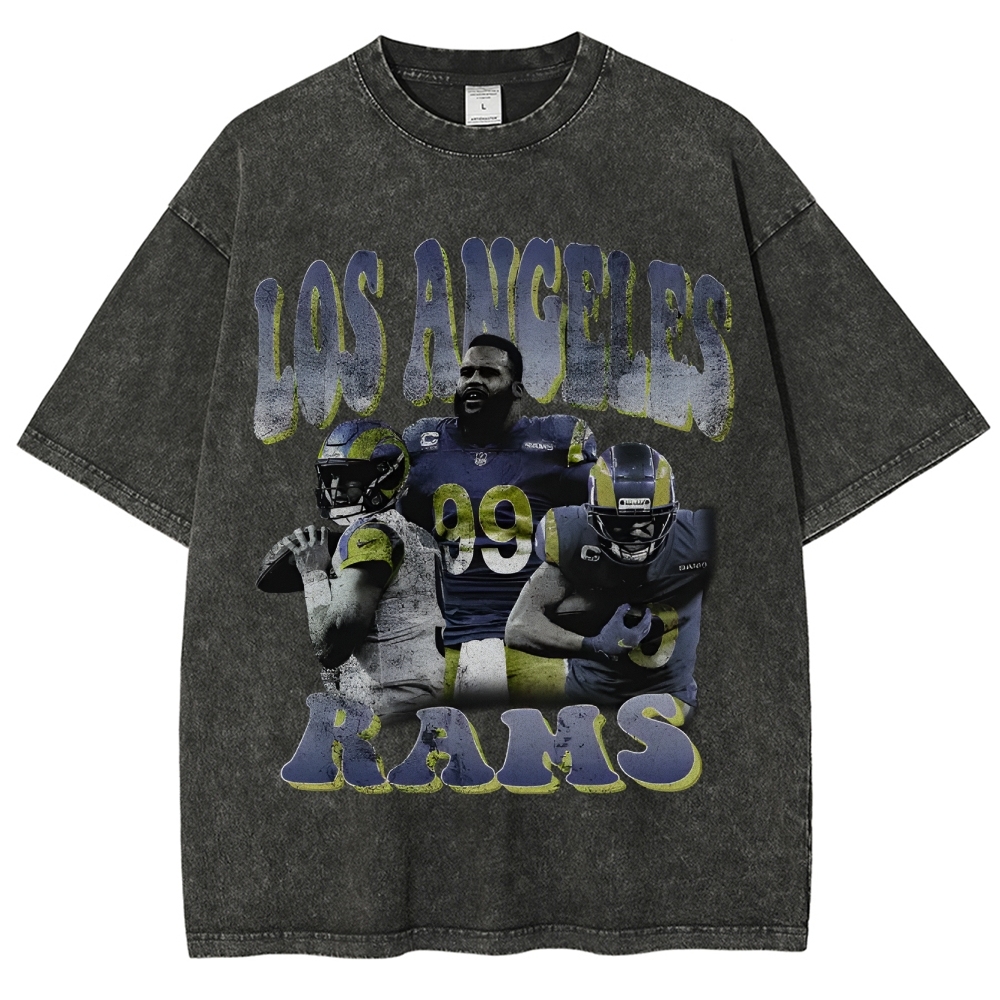 Unisex-Adult Ultra Cotton Washed T-Shirt Graphic LA RAMS TEE