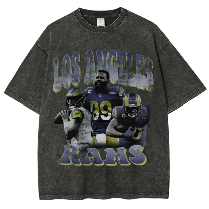 Unisex-Adult Ultra Cotton Washed T-Shirt Graphic LA RAMS TEE
