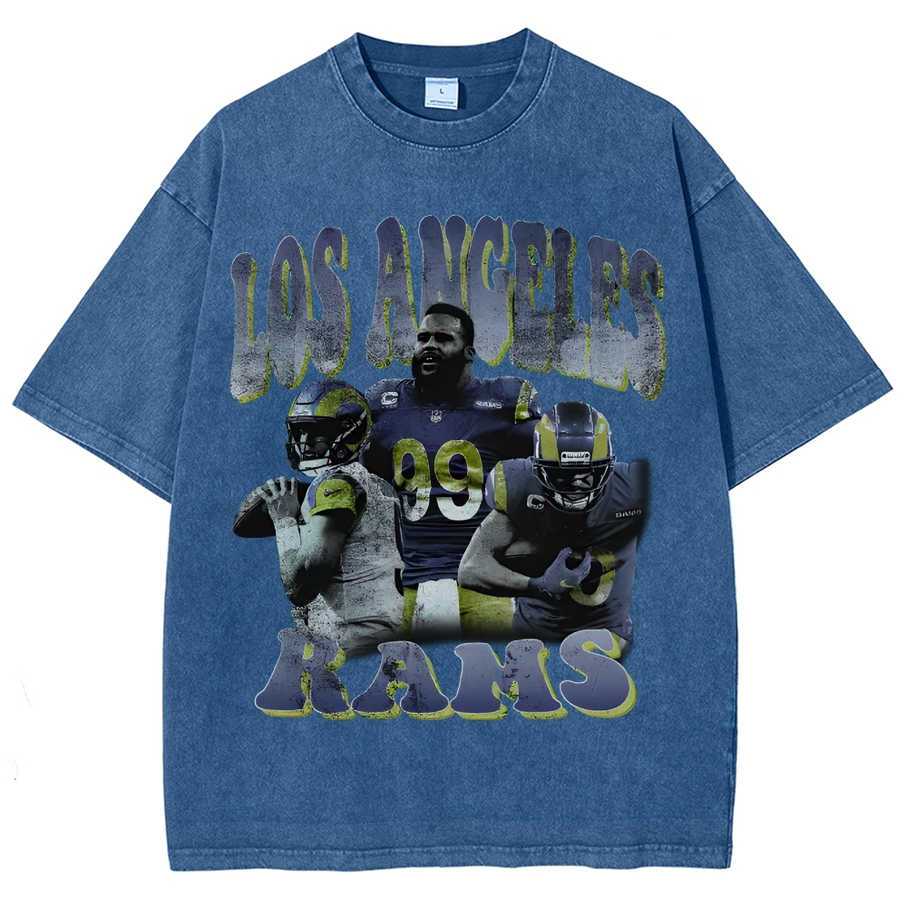 Unisex-Adult Ultra Cotton Washed T-Shirt Graphic LA RAMS TEE