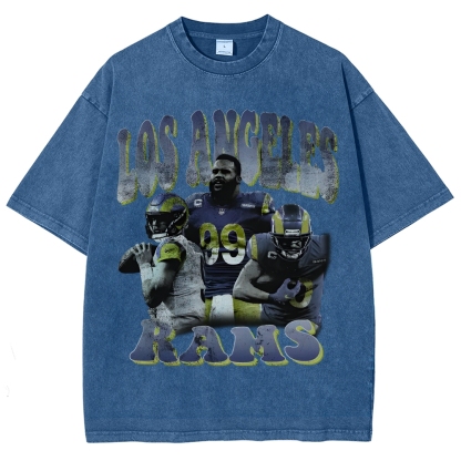 Unisex-Adult Ultra Cotton Washed T-Shirt Graphic LA RAMS TEE
