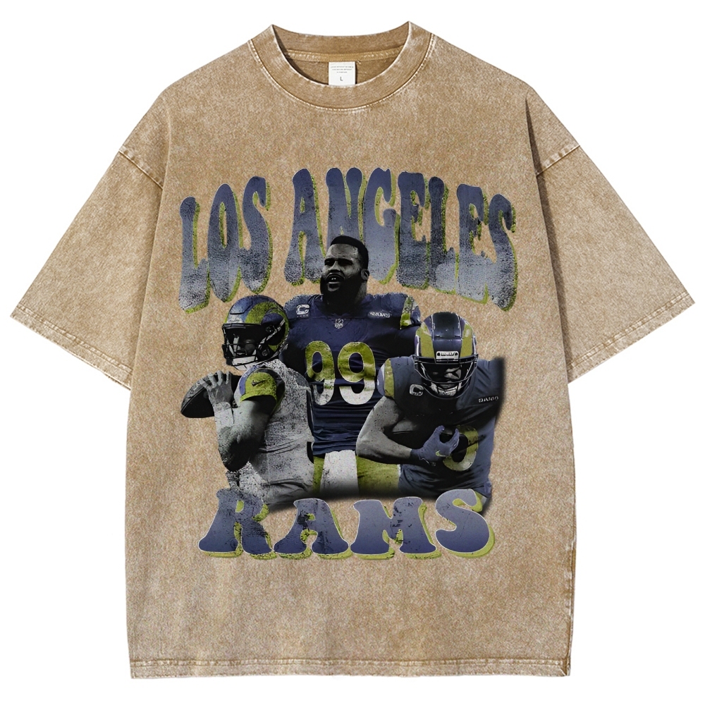 Unisex-Adult Ultra Cotton Washed T-Shirt Graphic LA RAMS TEE