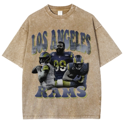 Unisex-Adult Ultra Cotton Washed T-Shirt Graphic LA RAMS TEE