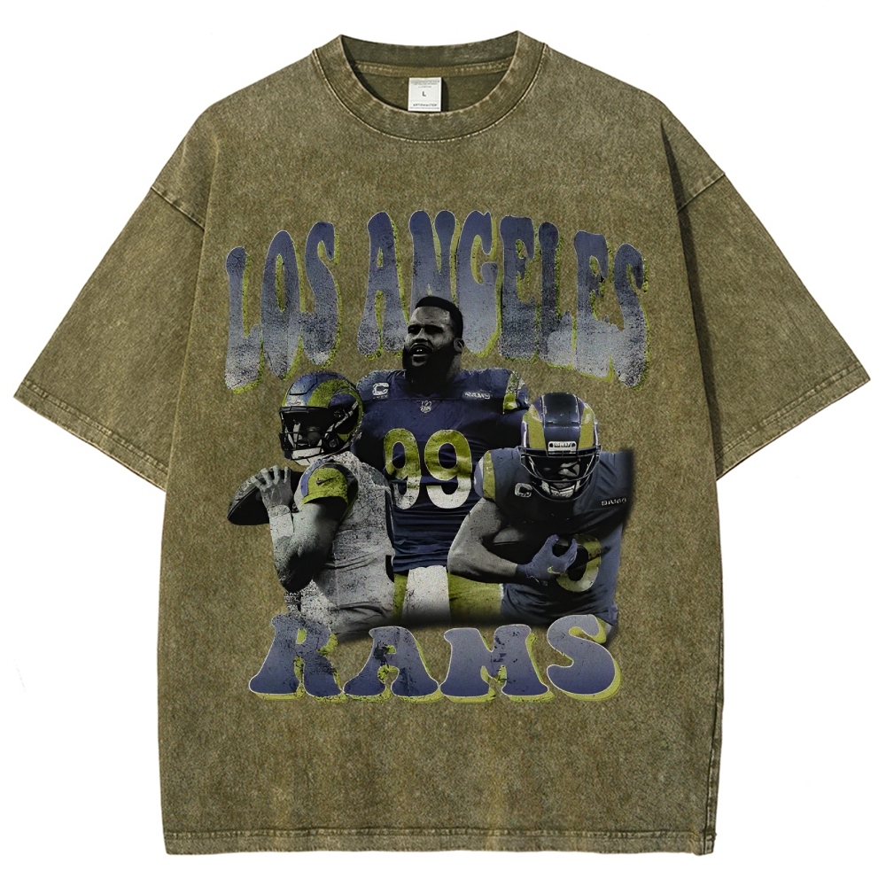 Unisex-Adult Ultra Cotton Washed T-Shirt Graphic LA RAMS TEE