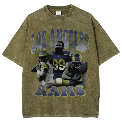 Unisex-Adult Ultra Cotton Washed T-Shirt Graphic LA RAMS TEE