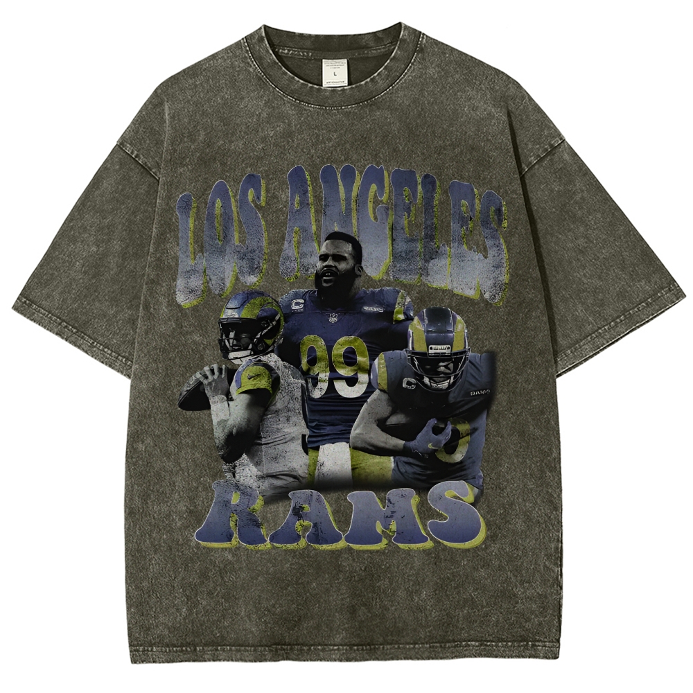 Unisex-Adult Ultra Cotton Washed T-Shirt Graphic LA RAMS TEE