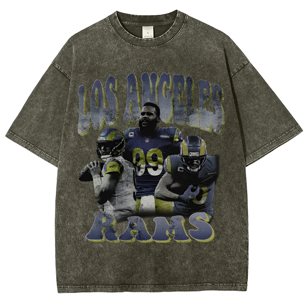 Unisex-Adult Ultra Cotton Washed T-Shirt Graphic LA RAMS TEE