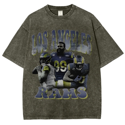 Unisex-Adult Ultra Cotton Washed T-Shirt Graphic LA RAMS TEE