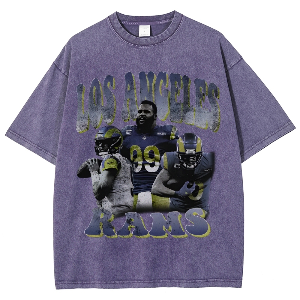 Unisex-Adult Ultra Cotton Washed T-Shirt Graphic LA RAMS TEE