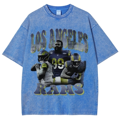 Unisex-Adult Ultra Cotton Washed T-Shirt Graphic LA RAMS TEE