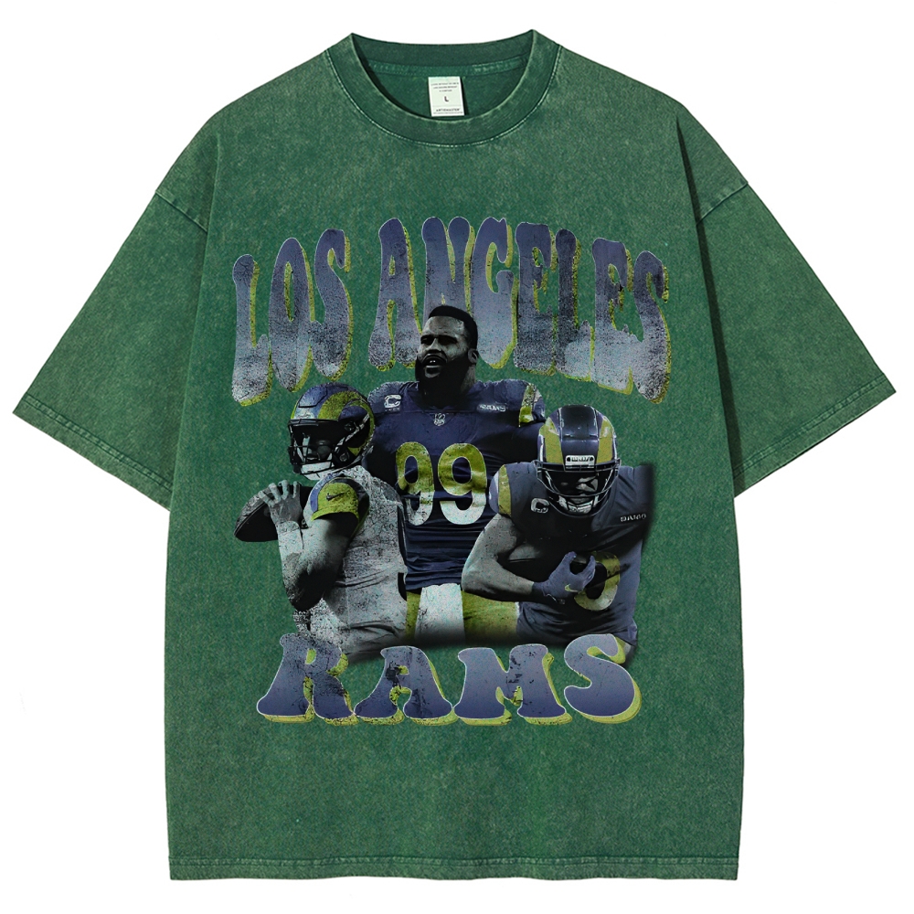 Unisex-Adult Ultra Cotton Washed T-Shirt Graphic LA RAMS TEE