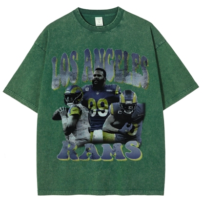 Unisex-Adult Ultra Cotton Washed T-Shirt Graphic LA RAMS TEE