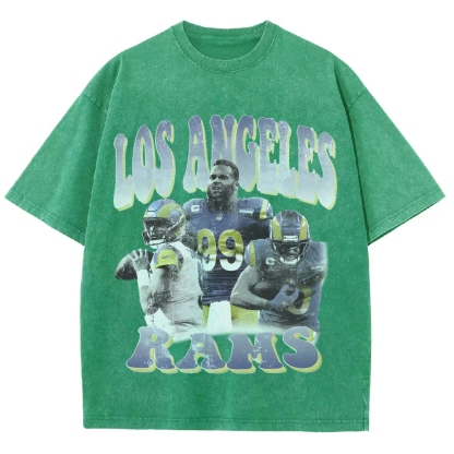 Unisex-Adult Ultra Cotton Washed T-Shirt Graphic LA RAMS TEE