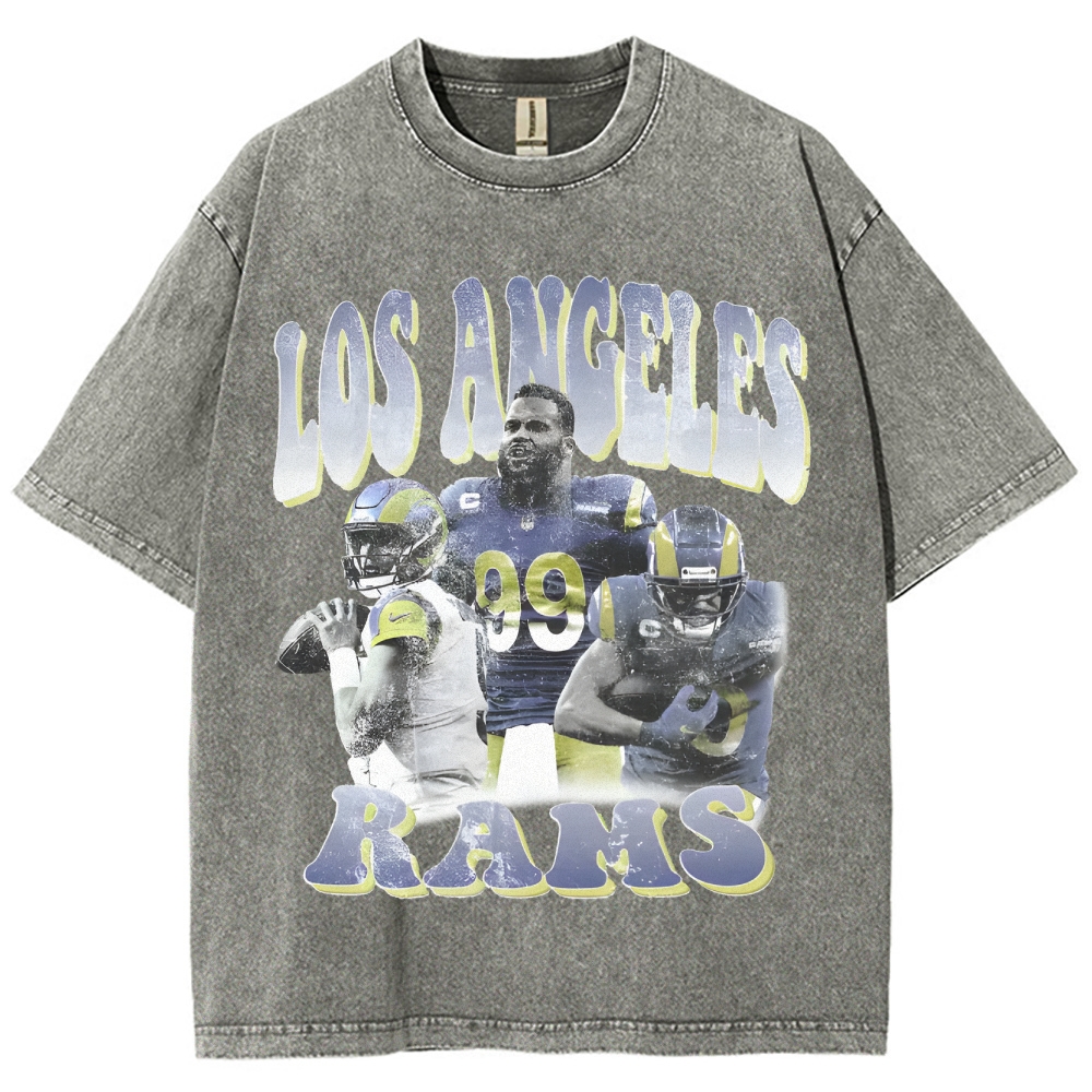 Unisex-Adult Ultra Cotton Washed T-Shirt Graphic LA RAMS TEE