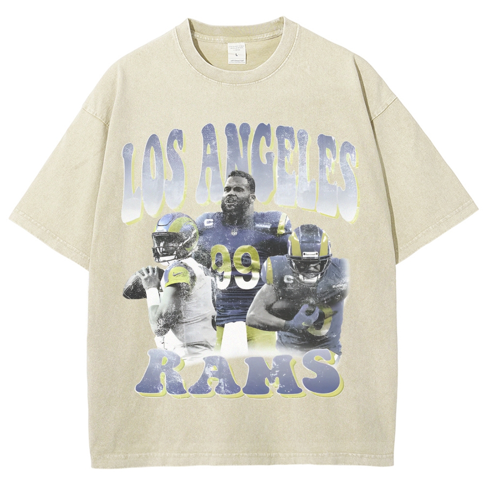 Unisex-Adult Ultra Cotton Washed T-Shirt Graphic LA RAMS TEE