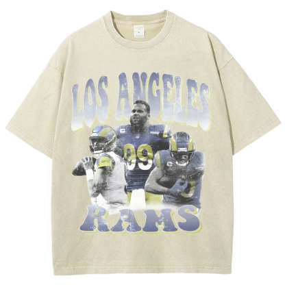 Unisex-Adult Ultra Cotton Washed T-Shirt Graphic LA RAMS TEE