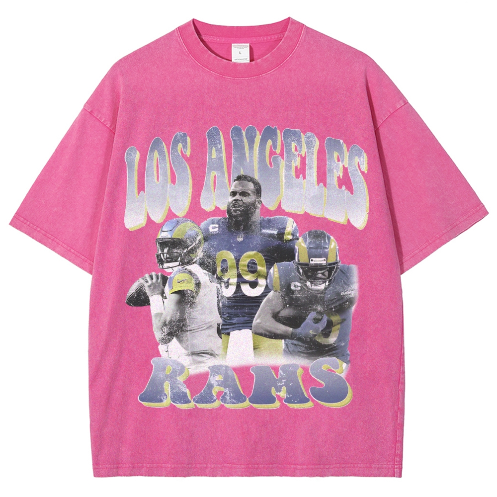 Unisex-Adult Ultra Cotton Washed T-Shirt Graphic LA RAMS TEE