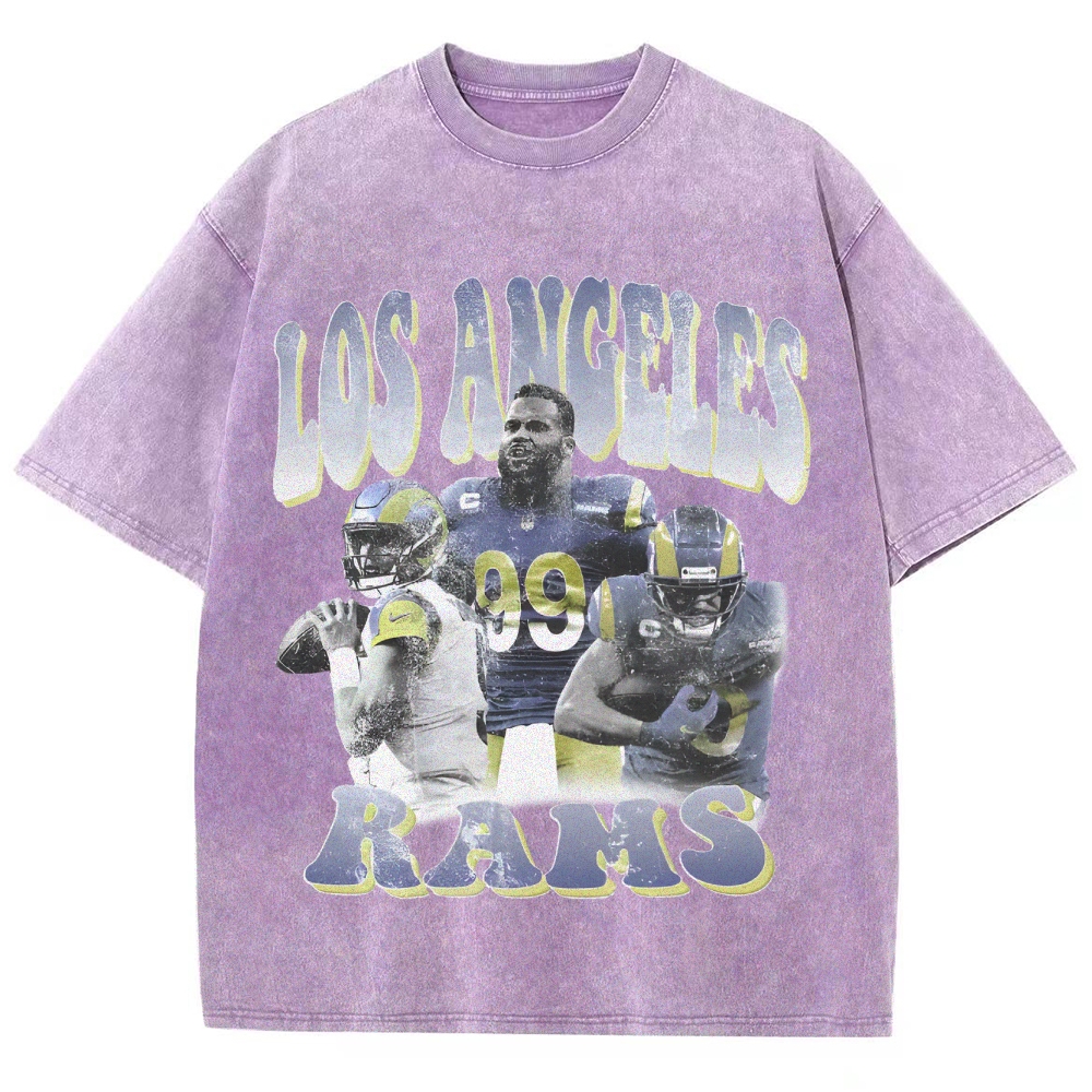 Unisex-Adult Ultra Cotton Washed T-Shirt Graphic LA RAMS TEE