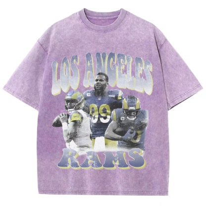 Unisex-Adult Ultra Cotton Washed T-Shirt Graphic LA RAMS TEE