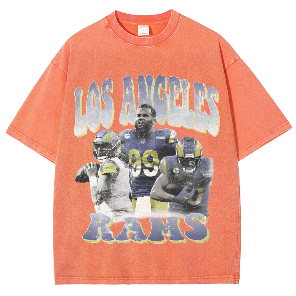 Unisex-Adult Ultra Cotton Washed T-Shirt Graphic LA RAMS TEE