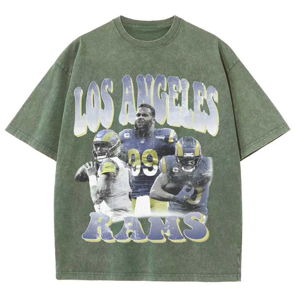 Unisex-Adult Ultra Cotton Washed T-Shirt Graphic LA RAMS TEE