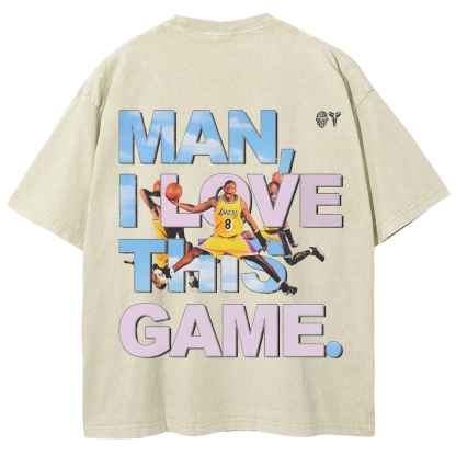 Unisex-Adult Ultra Cotton Washed T-Shirt Graphic KOBE BRYANT LOVE THIS GAME TEE