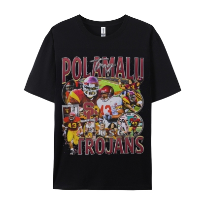 Unisex-Adult Ultra Cotton Washed T-Shirt Graphic TROY POLAMALU - USC TEE