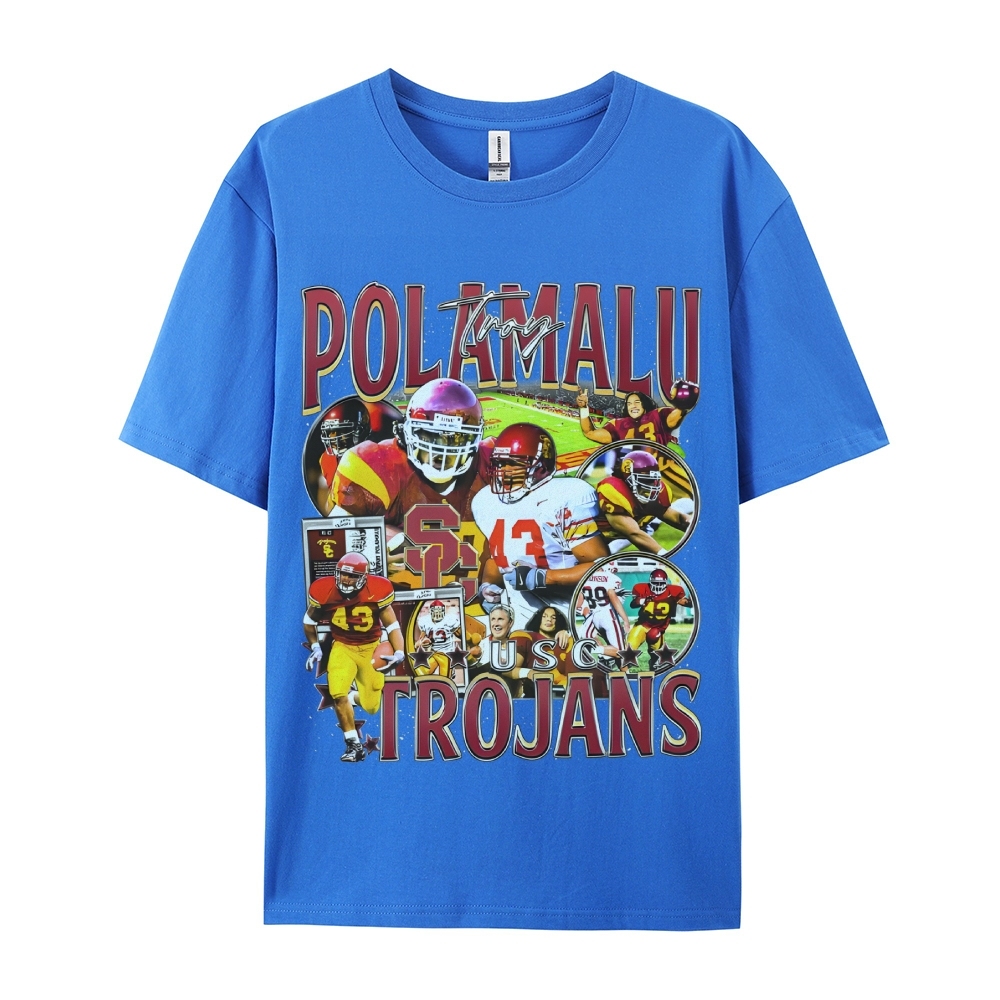 Unisex-Adult Ultra Cotton Washed T-Shirt Graphic TROY POLAMALU - USC TEE