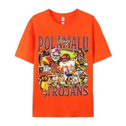Unisex-Adult Ultra Cotton Washed T-Shirt Graphic TROY POLAMALU - USC TEE