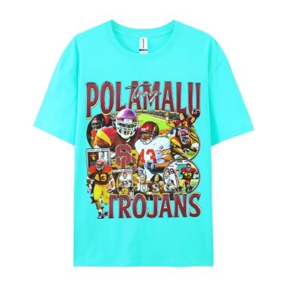 Unisex-Adult Ultra Cotton Washed T-Shirt Graphic TROY POLAMALU - USC TEE