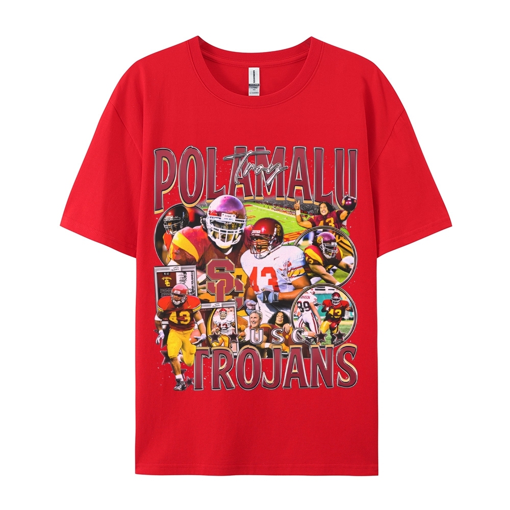 Unisex-Adult Ultra Cotton Washed T-Shirt Graphic TROY POLAMALU - USC TEE