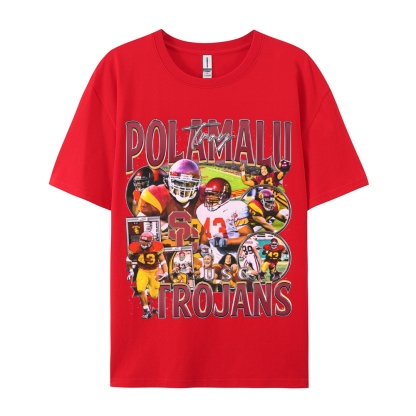 Unisex-Adult Ultra Cotton Washed T-Shirt Graphic TROY POLAMALU - USC TEE