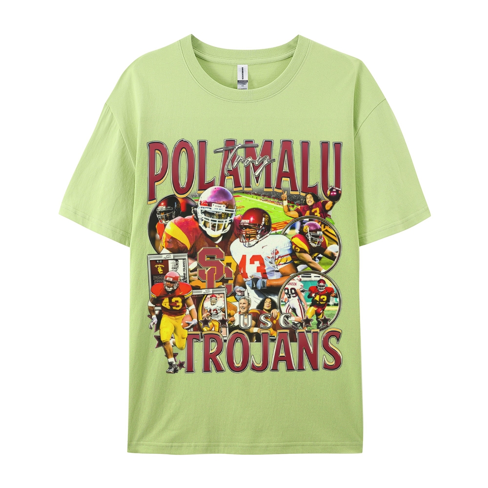 Unisex-Adult Ultra Cotton Washed T-Shirt Graphic TROY POLAMALU - USC TEE