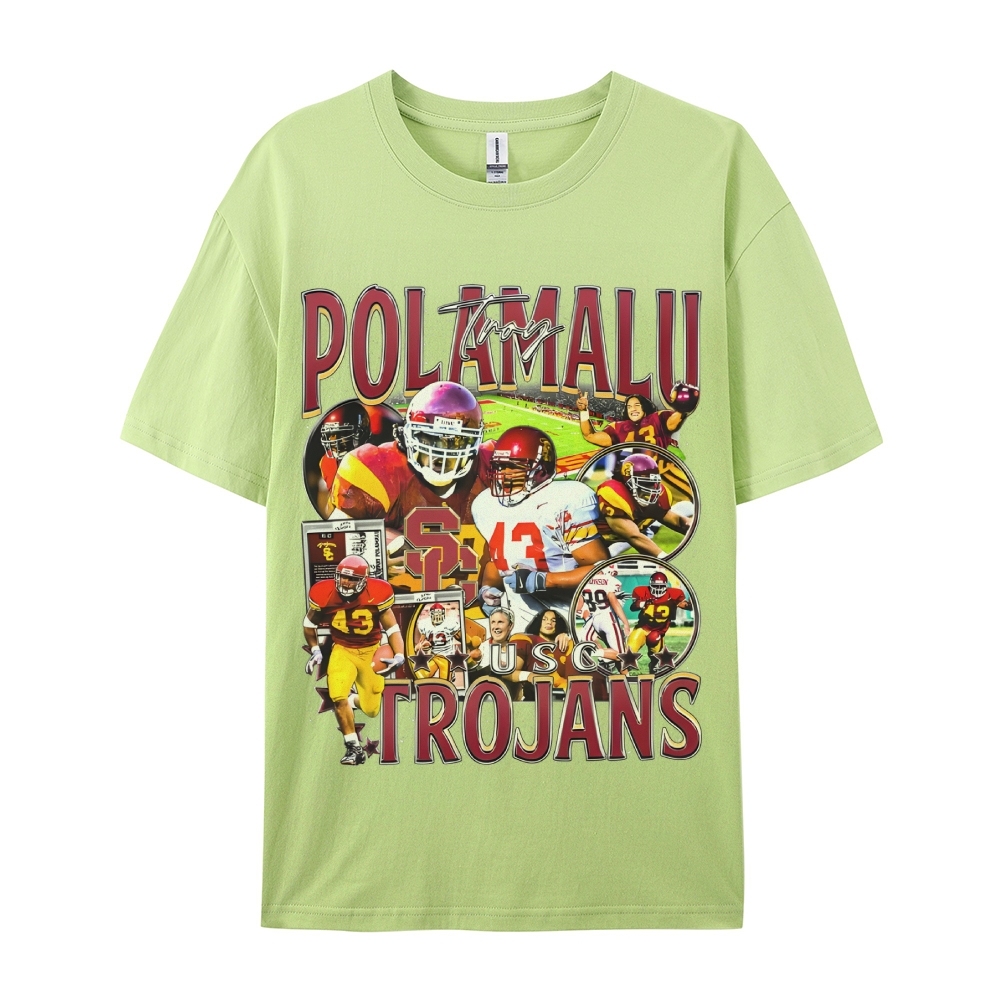 Unisex-Adult Ultra Cotton Washed T-Shirt Graphic TROY POLAMALU - USC TEE