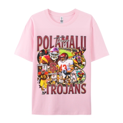 Unisex-Adult Ultra Cotton Washed T-Shirt Graphic TROY POLAMALU - USC TEE