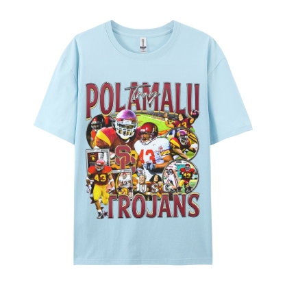Unisex-Adult Ultra Cotton Washed T-Shirt Graphic TROY POLAMALU - USC TEE