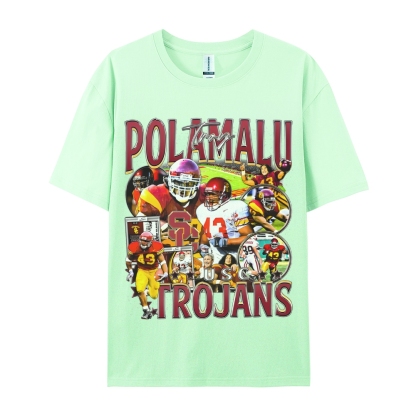 Unisex-Adult Ultra Cotton Washed T-Shirt Graphic TROY POLAMALU - USC TEE