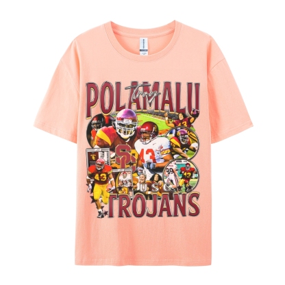 Unisex-Adult Ultra Cotton Washed T-Shirt Graphic TROY POLAMALU - USC TEE