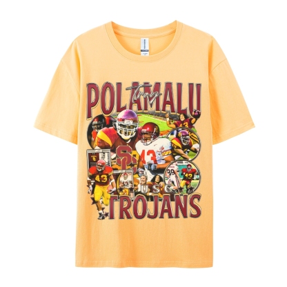 Unisex-Adult Ultra Cotton Washed T-Shirt Graphic TROY POLAMALU - USC TEE